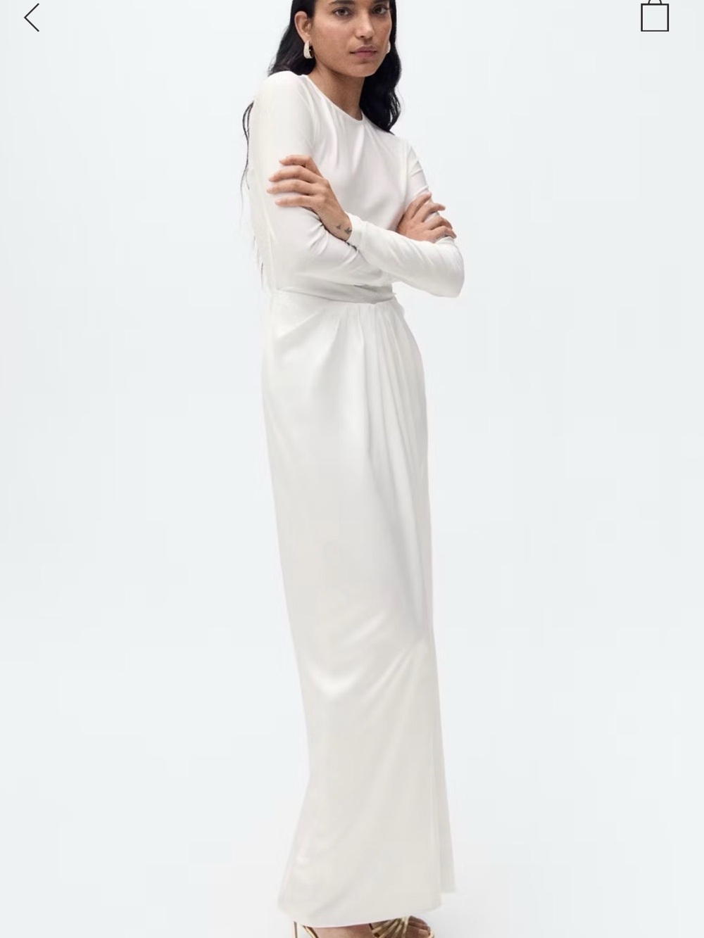 Mango Ivory Long-Sleeve Maxi Dress